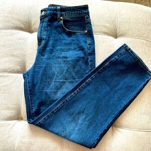 HIGH WAIST RELAXED LEG JEANS - DARK WASH